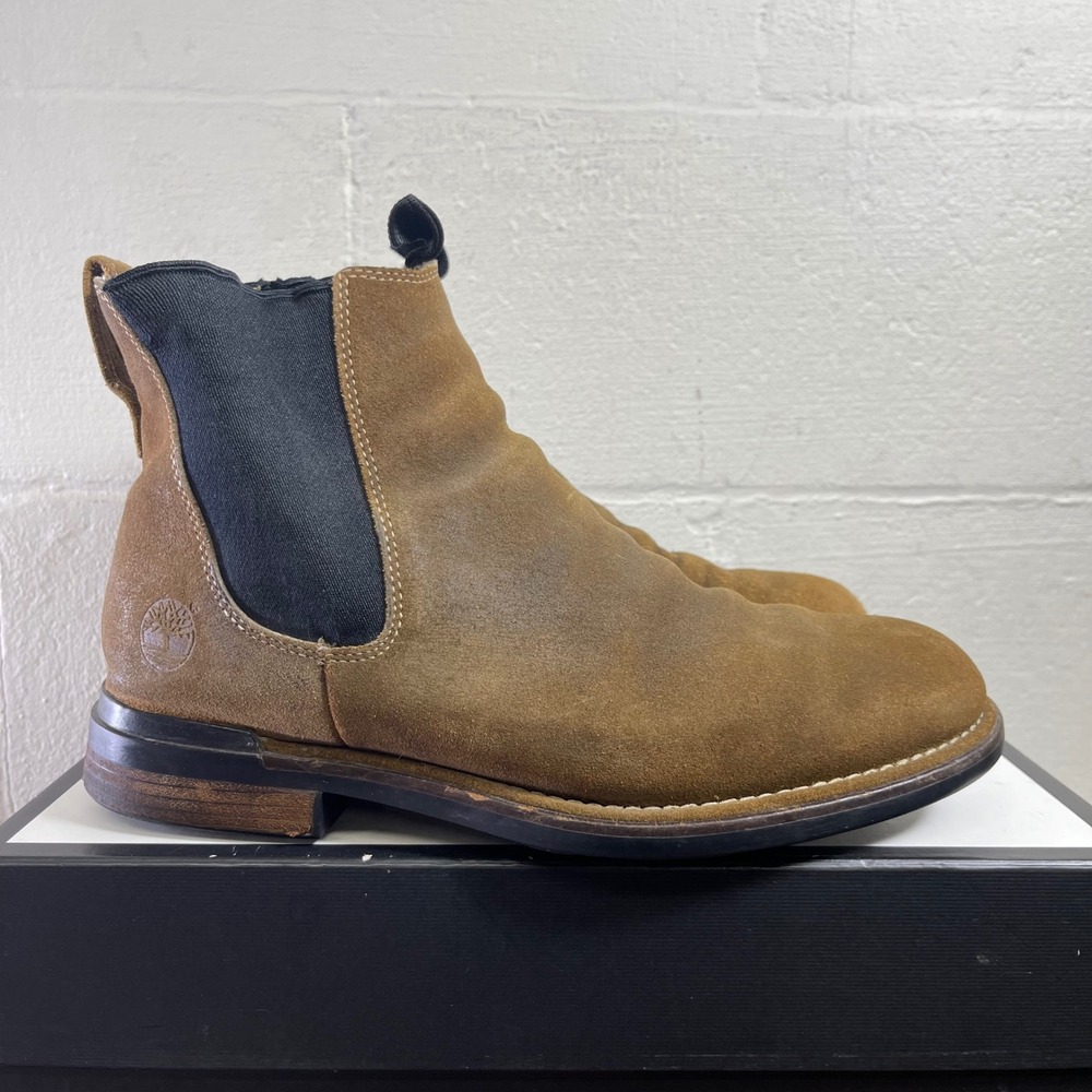 Timberland 77034 Brown Suede Waterproof Chelsea Ankle Boots Pull On Men's 10 M